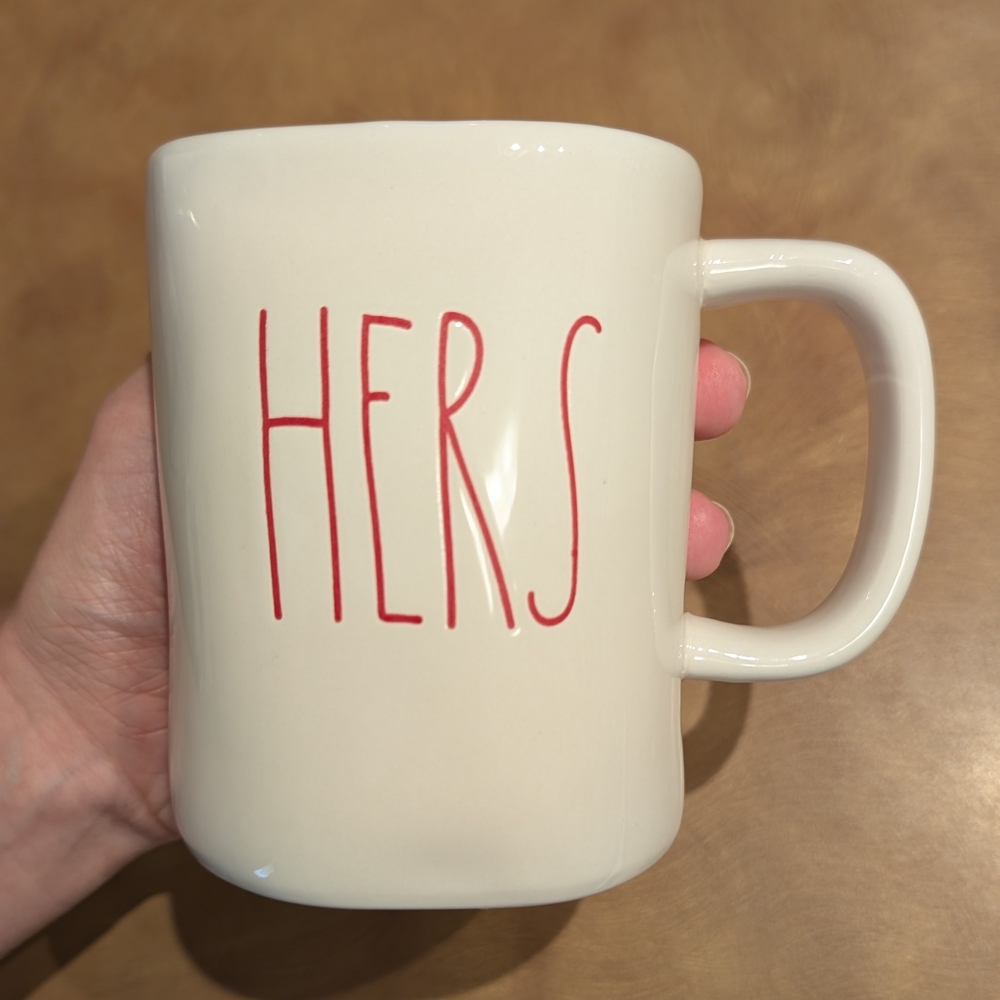 Rae Dunn Cream Mug with Red 'HERS' In Like New Condition